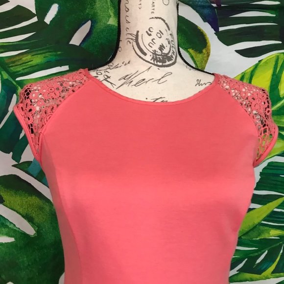 Euc $50 Lauren Conrad 2 Peach Pink Lottie Disneybound Fit Flare Spring Dress - Picture 8 of 9